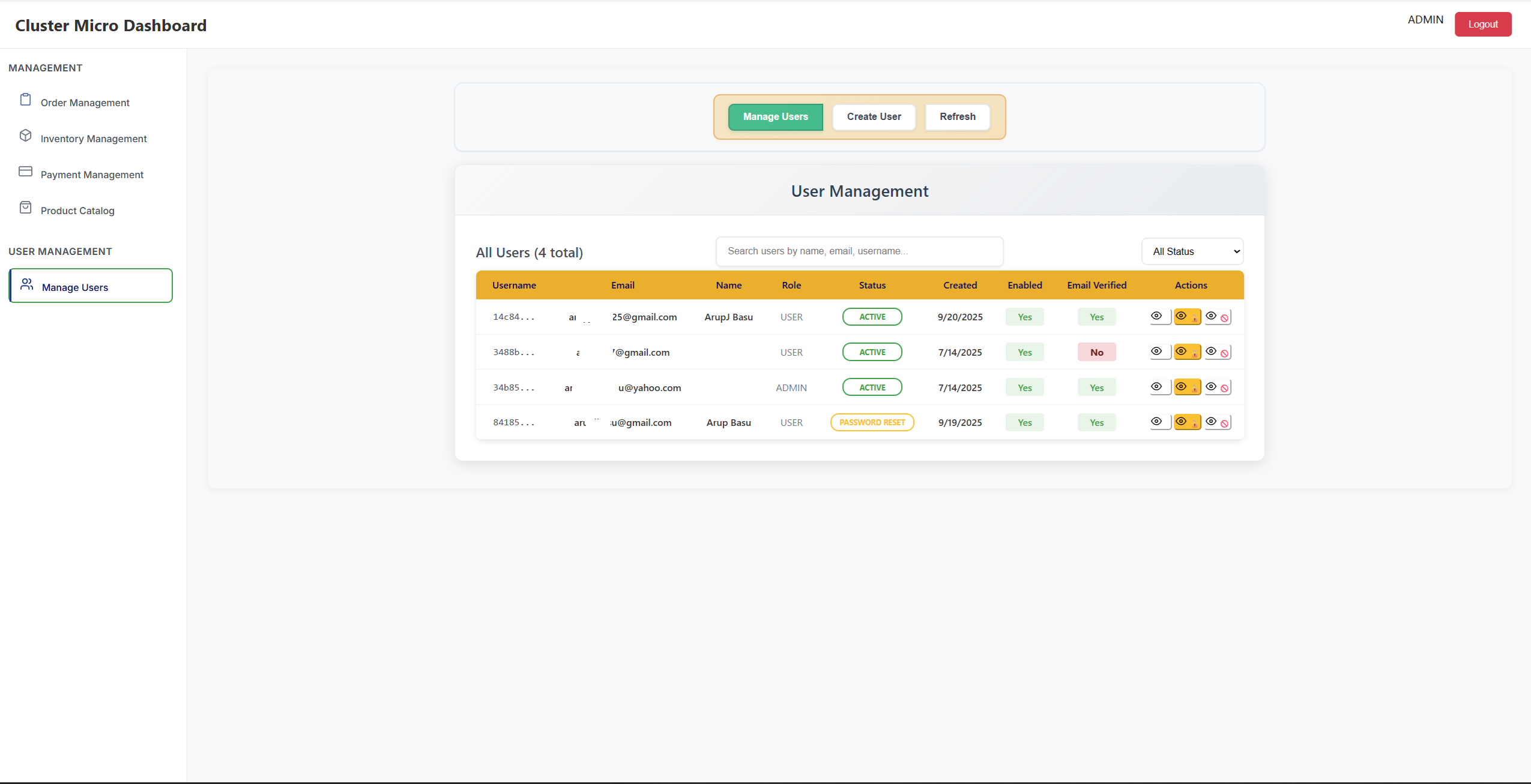 User Management Dashboard